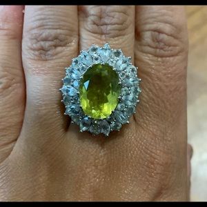 Size 8 lab created Light green stone and CZs